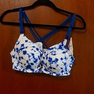 NWT Cacique Cotton Boost Plunge Tie Dye Bra 40B